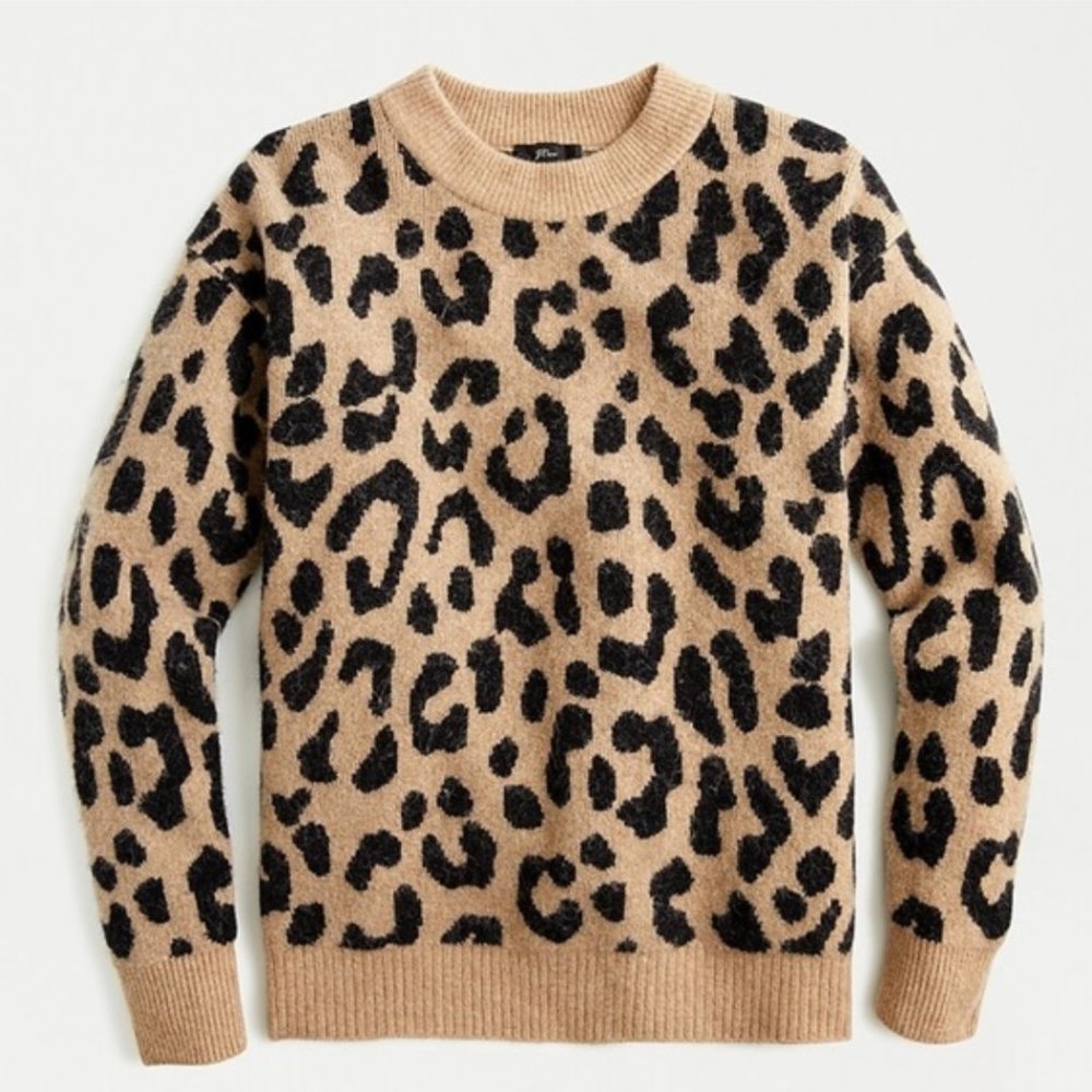 J.Crew Leopard Print Crewneck Sweater Large